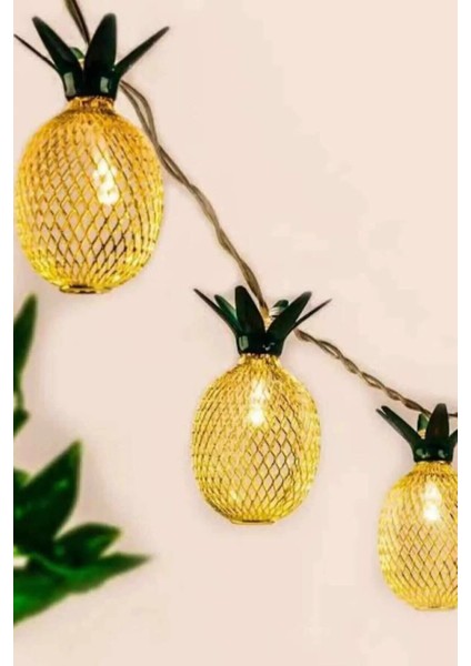 10 Ledli Ananas Şeklinde 3 Boyutlu Demir Ananas LED Işık 2 Metre