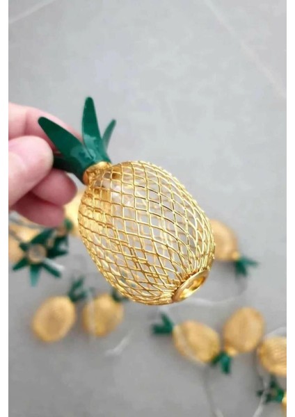 10 Ledli Ananas Şeklinde 3 Boyutlu Demir Ananas LED Işık 2 Metre