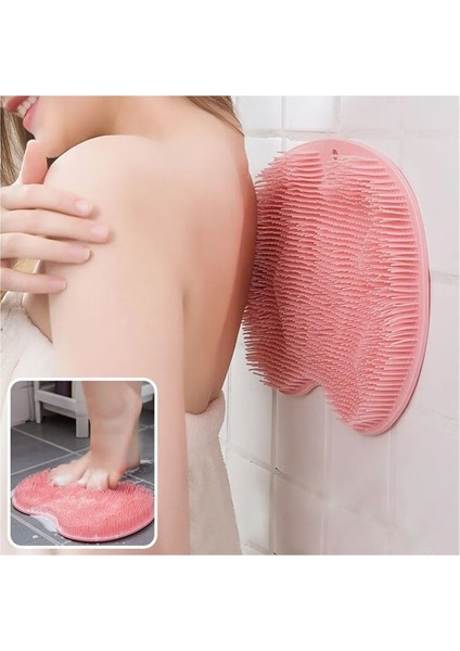 Vantuzlu Silikon Banyo Fırçası Ayak Masaj Pedi Sırt Kesesi Vücut Yıkama Lifi