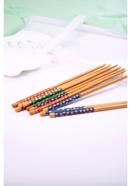 Özel Tasarımlı Çin Çubukları Yemek Sushi Yeme Kaşığı Chopstickler 10'lu