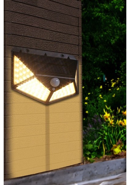 Güneş Enerjili Hareket Sensörlü Lamba 100 LED Gün Işığı