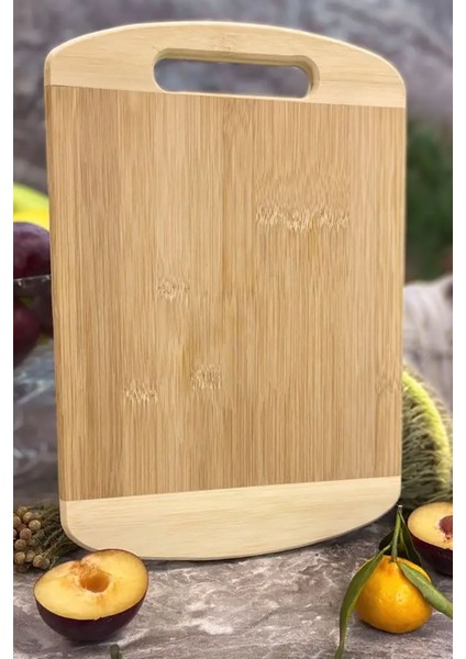 Bambu Oval Kenarlı Büyük Boy Kesim Panosu, 24 x 34 cm Bambu Kesim Tahtası, Et Tahtası