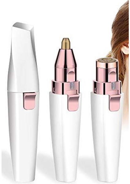 2 Başlıklı Işıklı Epilatör Seti: Yüz ve Çene Için Kaş Düzleştirici ve Kıl Alma