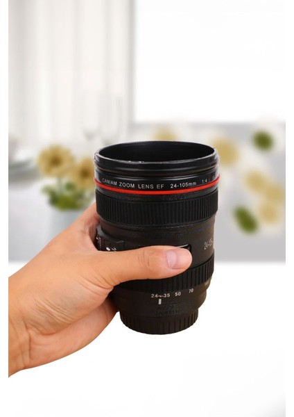 Büyük Boy Sıcak Tutan Kamera Lensi Tipinde Isı Yalıtımlı Bardak