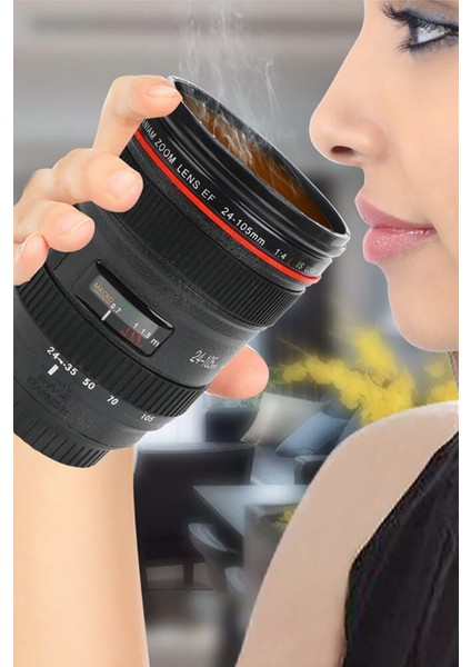 Büyük Boy Sıcak Tutan Kamera Lensi Tipinde Isı Yalıtımlı Bardak indirimleri