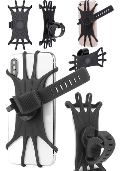 Slikon Esnek Yapıda Gidon Üzeri Telefon Tutucu Kemerli Tüm Telefonlar Için Uyumlu fiyatları