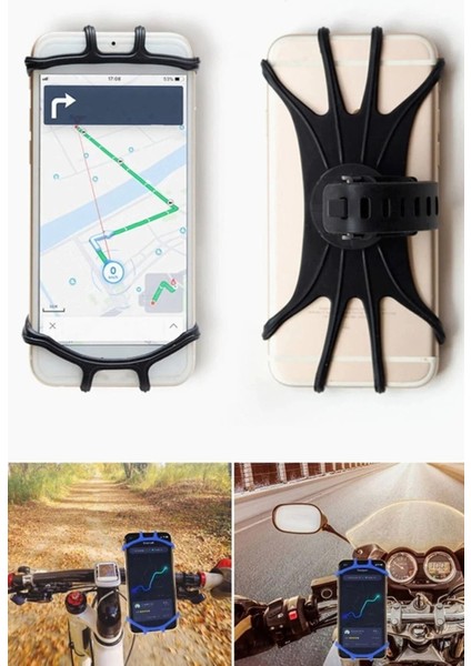 Slikon Esnek Yapıda Gidon Üzeri Telefon Tutucu Kemerli Tüm Telefonlar Için Uyumlu modelleri