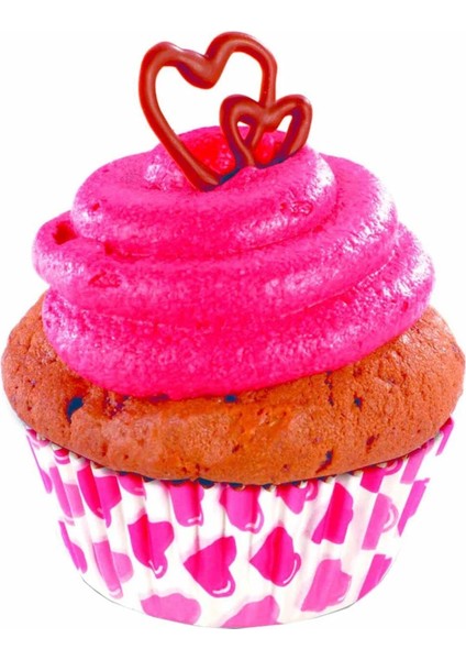 Şirin Dalgalı Kek Kalıbı: Cupcake Yuvarlak Kalıp 65X38 mm - 2 Adet Beyaz Kırmızı Desenli