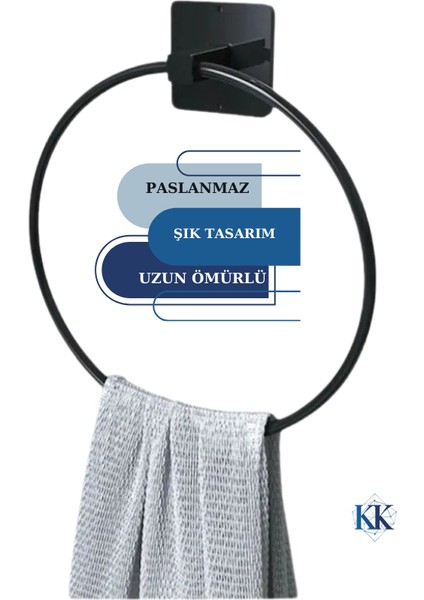 Kenan Kaya - Siyah Yuvarlak Halka Havluluk Banyo Mutfak Havlu Askılık fiyatları