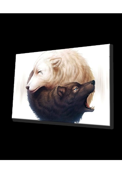 - Kurtlar Illüstrasyon Cam Tablo Wolfs Illustration Art