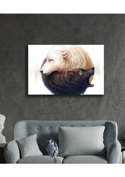 - Kurtlar Illüstrasyon Cam Tablo Wolfs Illustration Art fiyatları