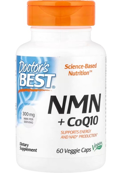 Doctor's Best, Nmn Nicotinamate 150 Mg + COQ10 Coenzyme 50 Mg, 60 Bitkisel Kapsül