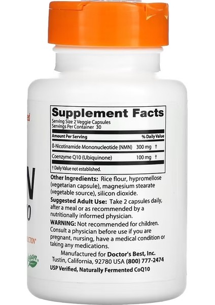 Doctor's Best, Nmn Nicotinamate 150 Mg + COQ10 Coenzyme 50 Mg, 60 Bitkisel Kapsül fiyatları