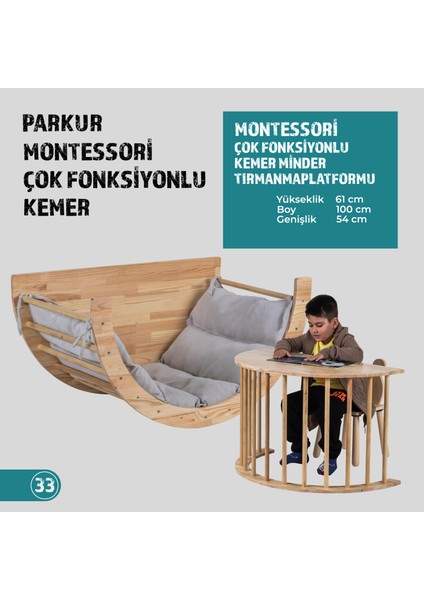 Joykidstoy Montessori Masa Pikler Halkası Okuma Köşesi ve Sallanma Kemeri
