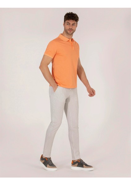 Erkek Slim Fit Chino Pantolon-Gri