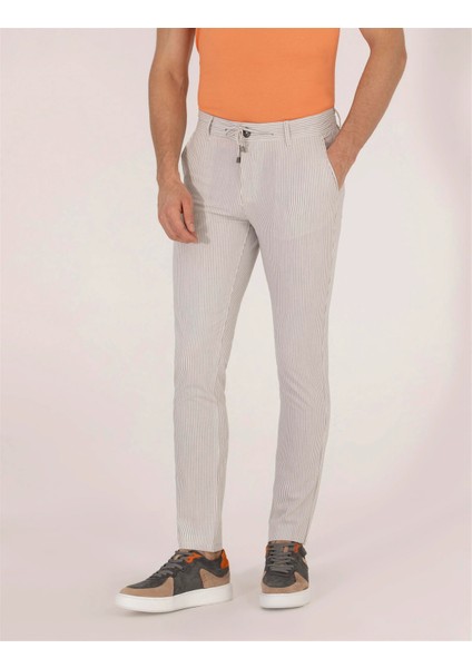 Erkek Slim Fit Chino Pantolon-Gri