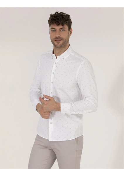 Erkek Slim Fit Uzun Kollu Gömlek-Aqua