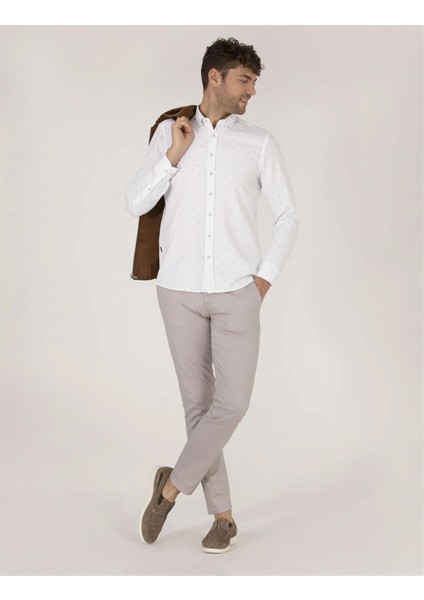 Erkek Slim Fit Uzun Kollu Gömlek-Aqua