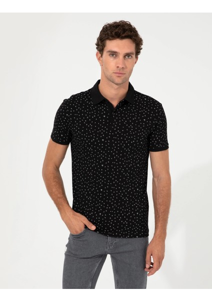 Polo Yaka Erkek T-Shirt-Siyah