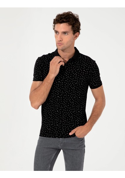 Polo Yaka Erkek T-Shirt-Siyah