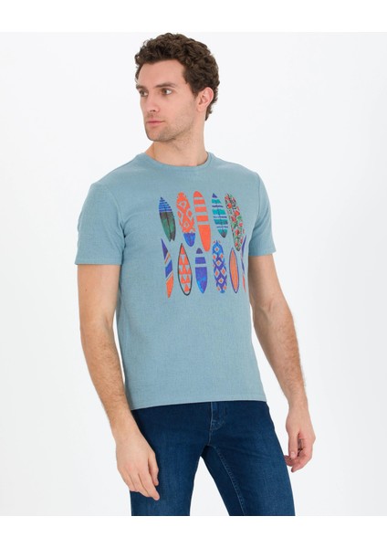 Bisiklet Yaka Slim Fit T-Shirt-Nil Mavisi fiyatları