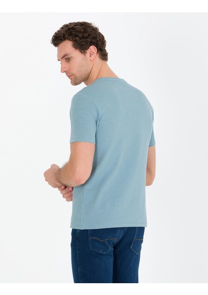 Bisiklet Yaka Slim Fit T-Shirt-Nil Mavisi fırsatları