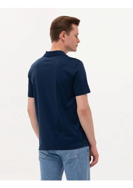 Erkek Regular Fit Polo Yaka Merserize Tişört-Lacivert indirimleri