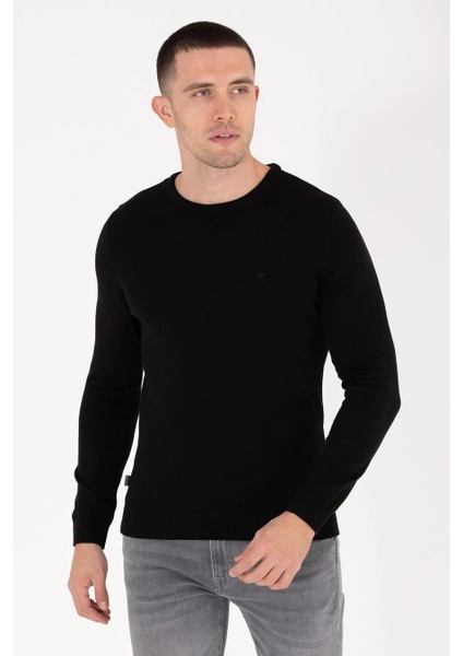 Erkek Slim Fit Basic Kazak - Siyah