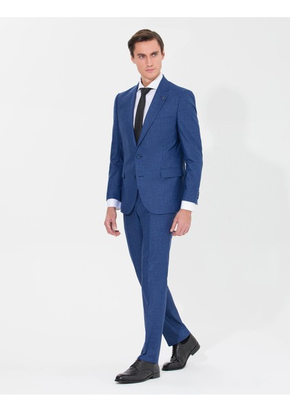 Erkek Slim Fit Takım Elbise-Indigo