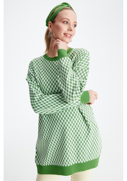Kadın Pötikareli Rayon Tunik - Benetton Yeşili modelleri