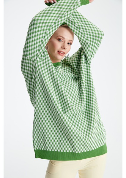 Kadın Pötikareli Rayon Tunik - Benetton Yeşili fırsatları