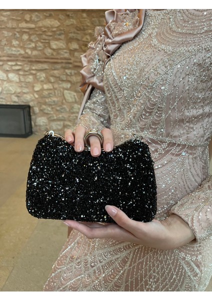 Kadın Taşlı Parmak Yüzük Detaylı Abiye Çanta