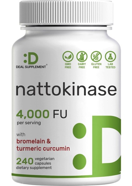 Nattokinase Bromelain 4,000 Fu Per Serving, 240 Veggie Capsules