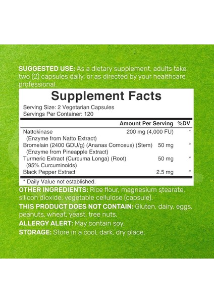 Nattokinase Bromelain 4,000 Fu Per Serving, 240 Veggie Capsules modelleri