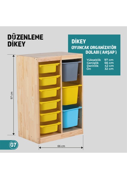 Joykidstoy Dikey Oyuncak Organizatör Dolabı (Ahşap)
