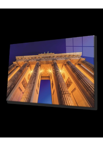 - Işıklı Geometrik Bina Cam Tablo