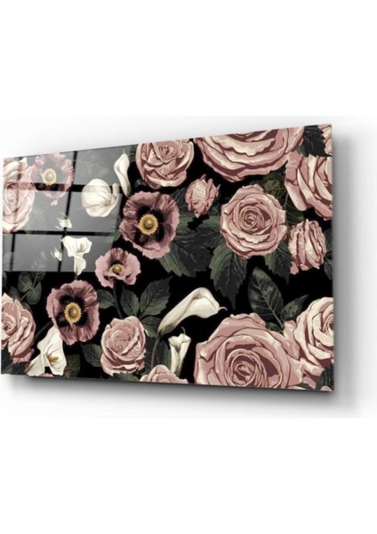 - Gül Desen Cam Tablo