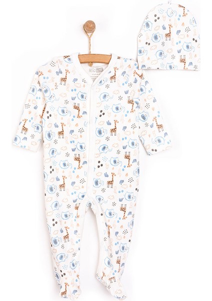 Yenidoğan Hayvanlar Baskılı Erkek Tulum-Şapka Erkek Bebek