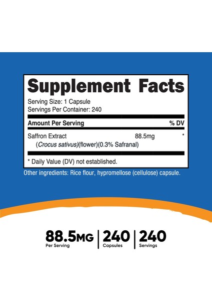 Nutricost Saffron 88.5 Mg, 240 Capsules fiyatları
