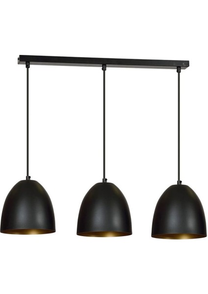 Vintage,retro,rustik 3 x E27 Duylu Siyah Metal Masa Üstü Sıralı Avize UZUNLUK:60 cm fiyatları