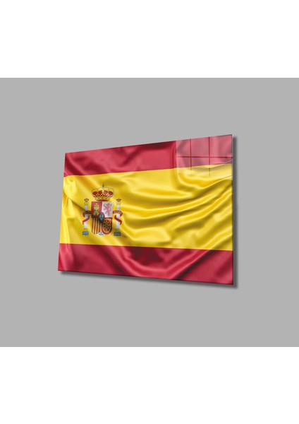 - Ispanya Bayrağı Cam Tablo Spain Flag