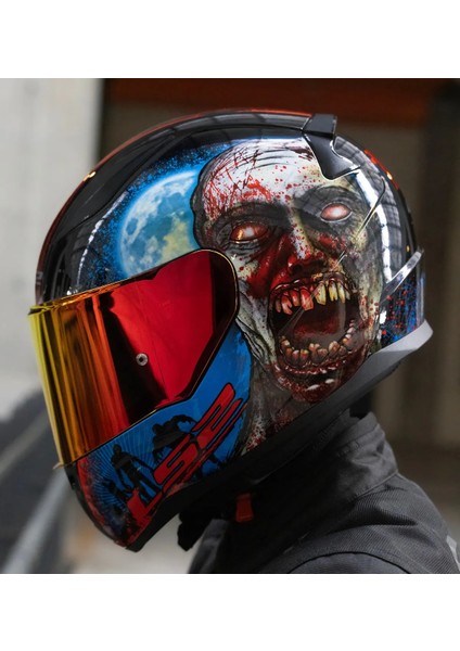 Rapıd 2 Zombıe Fullface Motosiklet Kaskı Kırmızı Camlı