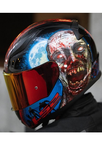Rapıd 2 Zombıe Fullface Motosiklet Kaskı Kırmızı Camlı