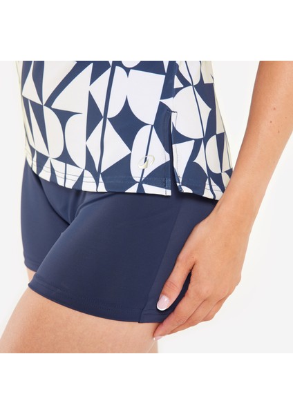 Nabaiji Kadın U Kesim Sırt Detaylı Şortlu Mayo - Mavi - Desenli - HEVA modelleri