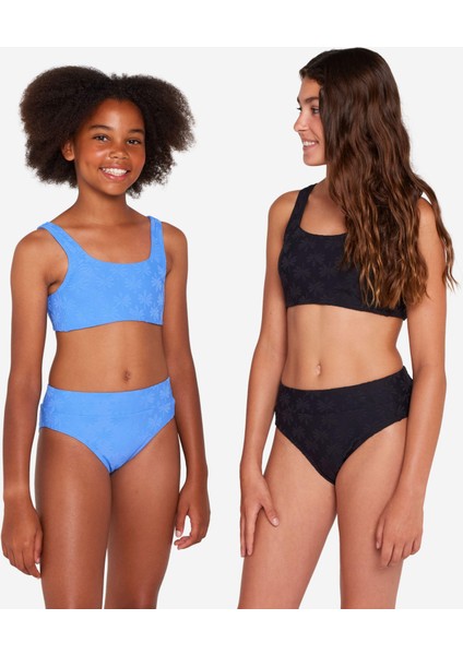 Olaian Çocuk Yüksek Bel Kesim Bikini Takımı - Mor - 500 LAO MIAMI