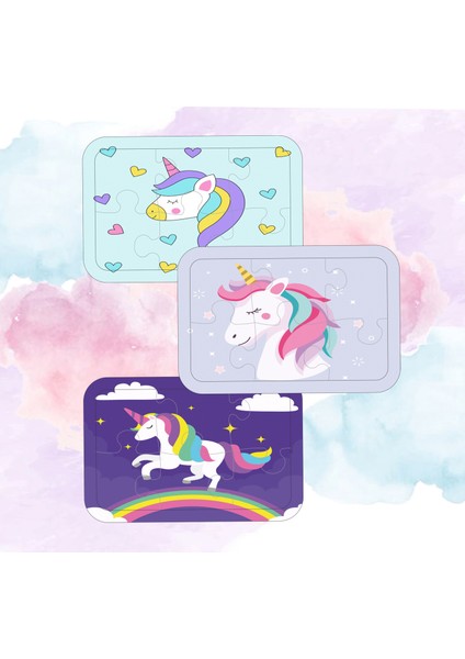 6 Adet 36 Parça Kız Çocukları İçin Eğlenceli Unicorn Ahşap Puzzle Yapboz