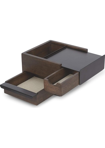 Stowit Tasarım Takı Kutusu - Modern Takı Box Geheimfaechern Yüzükler, Bileklikler, Saatler, Kolyeler, Küpeler ve Aksesuarlar Için, Ahşap/metal, Ahşap, Schwarz / Walnuß, Mini