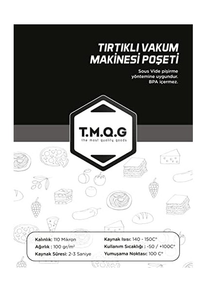 100 Adet Tırtıklı Vakum Makinesi Poşeti Torbası (Seçenekli) (20X25CM)
