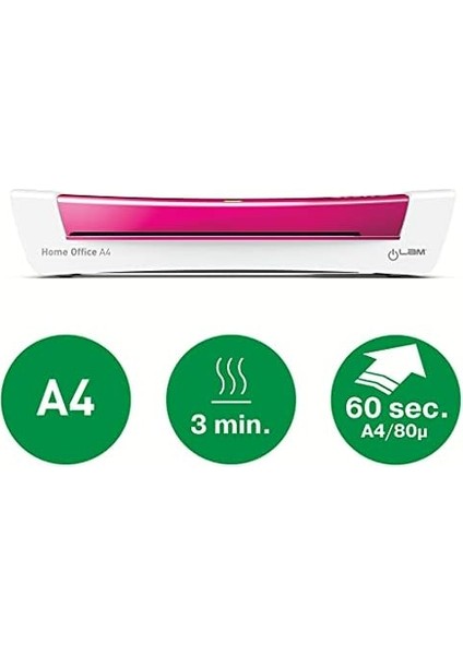 Ilam Home Office Laminasyon Makinesi, A4, Metalik Pembe, 73680023