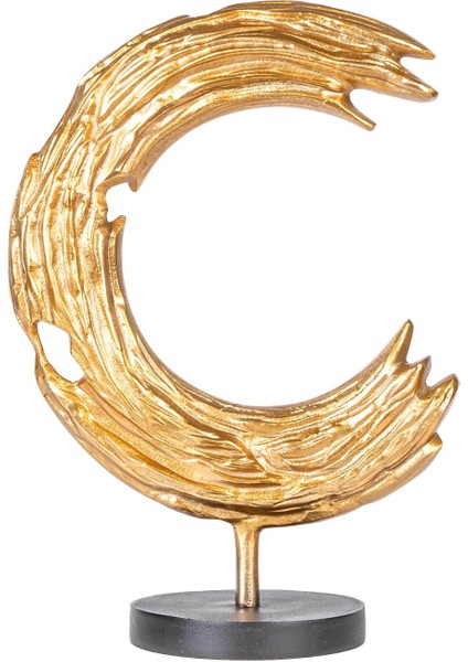 Metal Dekor Yarım Ay Figürlü Obje Gold-Siyah 27 x 14 x 40 cm .